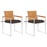 vidaXL Garden Chairs 2 pcs with cushions solid acacia wood and steel
