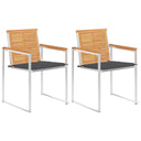 vidaXL Garden Chairs 2 pcs with cushions solid teak wood and steel