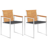 vidaXL Garden Chairs 2 pcs with cushions solid teak wood and steel