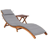 vidaXL Sun Lounger with Cushion Solid Acacia Wood