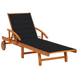 vidaXL Sun Lounger with Cushion Solid Acacia Wood