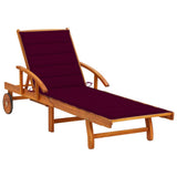 vidaXL Sun Lounger with Cushion Solid Acacia Wood