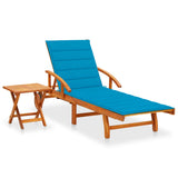 vidaXL Sun Lounger with Cushion Solid Acacia Wood