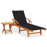 vidaXL Sun Lounger with Cushion Solid Acacia Wood