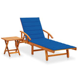 vidaXL Sun Lounger with Cushion Solid Acacia Wood