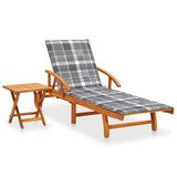 vidaXL Sun Lounger with Cushion Solid Acacia Wood