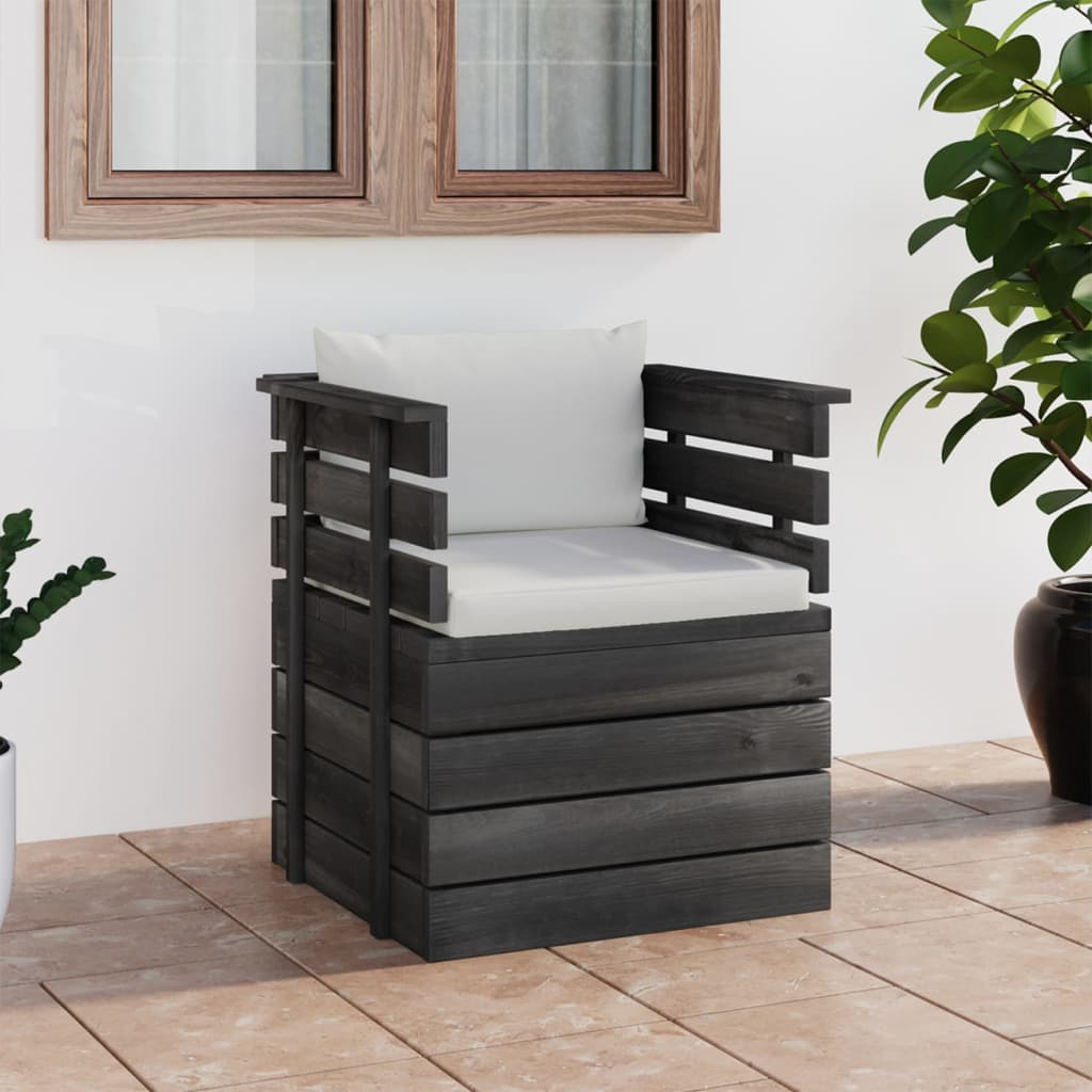 vidaXL Garden Armchair with Cushions Pallet Pinewood
