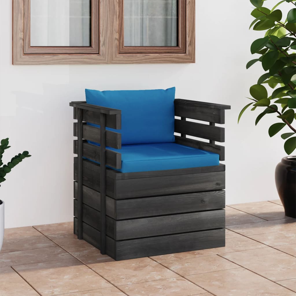 vidaXL Garden Armchair with Cushions Pallet Pinewood