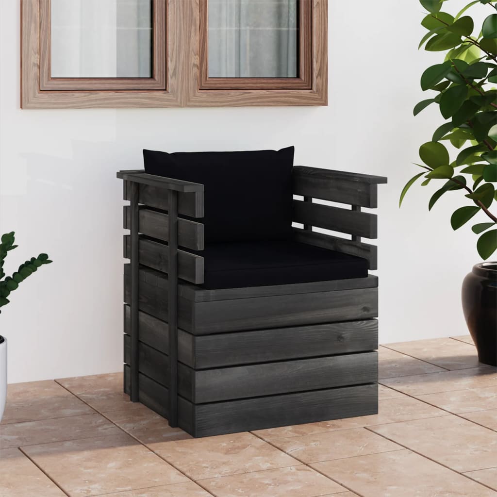 vidaXL Garden Armchair with Cushions Pallet Pinewood