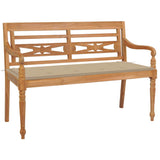 vidaXL Bank Batavia met antracietkleurig kussen 120 cm teakhout