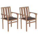 vidaXL Tuinstoelen 2 st met antracietkleurige kussens massief teakhout