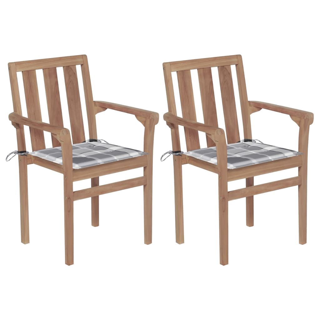 vidaXL Tuinstoelen 2 st met antracietkleurige kussens massief teakhout
