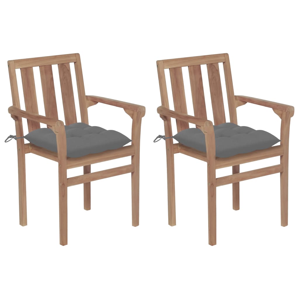 vidaXL Tuinstoelen 2 st met antracietkleurige kussens massief teakhout