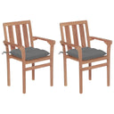 vidaXL Tuinstoelen 2 st met antracietkleurige kussens massief teakhout