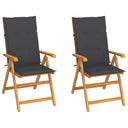 vidaXL Tuinstoelen 2 st avec antracietkleurige kussens massief teakhout