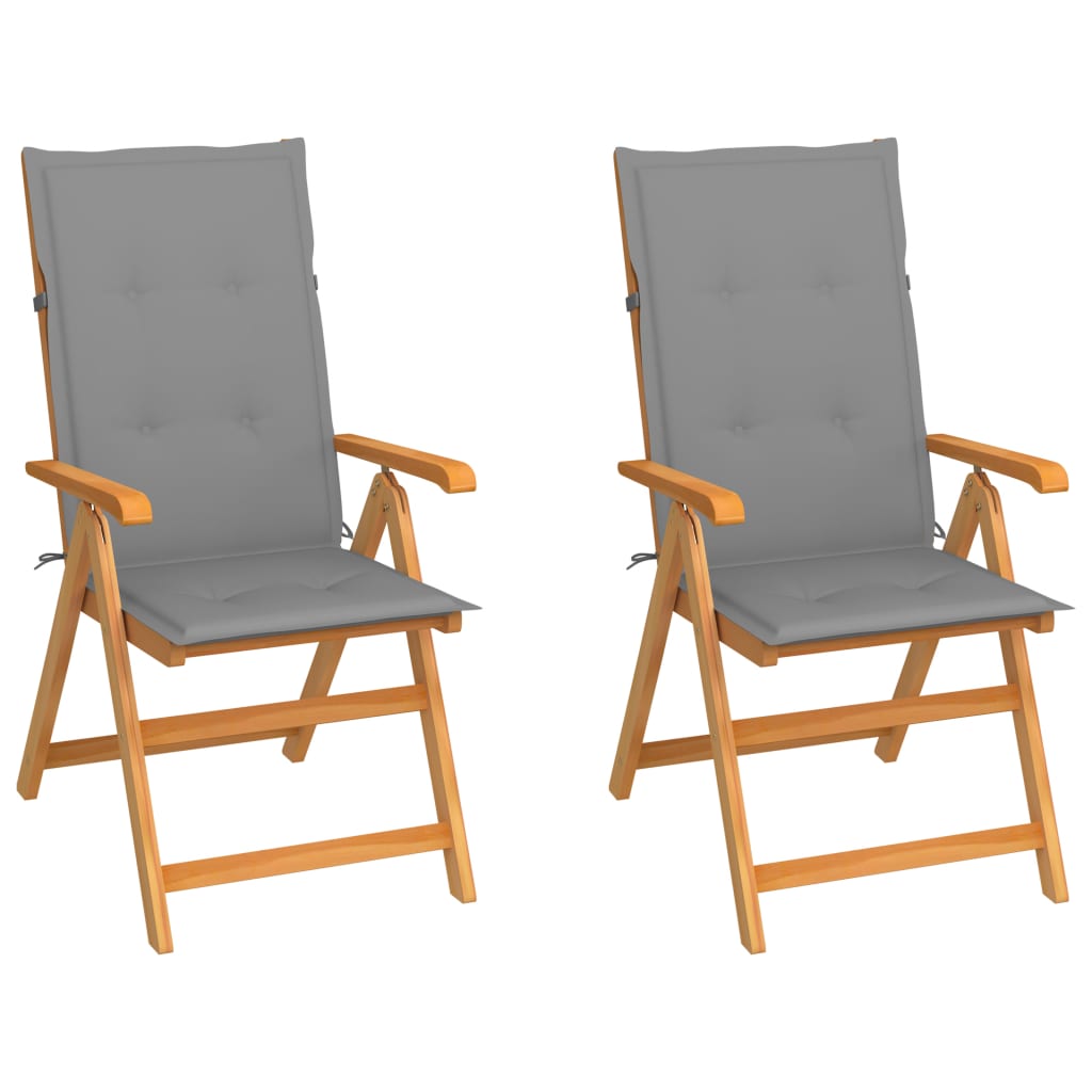 vidaXL Tuinstoelen 2 st met antracietkleurige kussens massief teakhout
