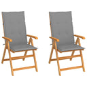 vidaXL Tuinstoelen 2 st avec antracietkleurige kussens massief teakhout
