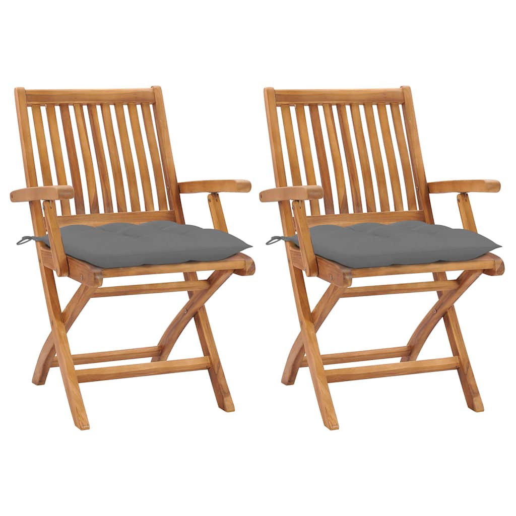 vidaXL Tuinstoelen 2 st met antracietkleurige kussens massief teakhout