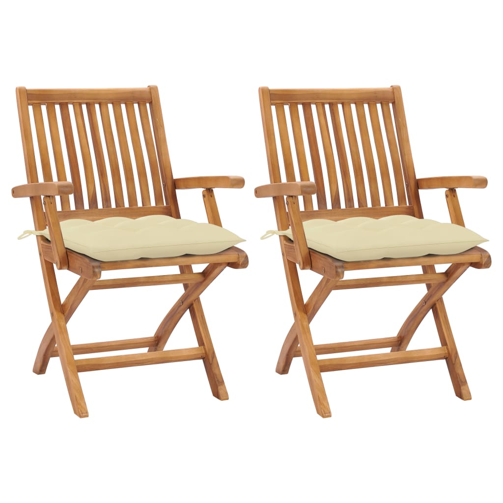 vidaXL Tuinstoelen 2 st met antracietkleurige kussens massief teakhout