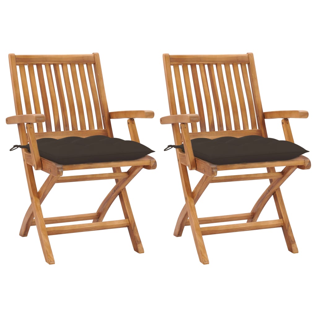 vidaXL Tuinstoelen 2 st met antracietkleurige kussens massief teakhout
