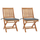 vidaXL Tuinstoelen 2 st met antracietkleurige kussens massief teakhout