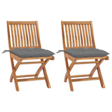 vidaXL Tuinstoelen 2 st met antracietkleurige kussens massief teakhout