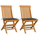 vidaXL Tuinstoelen 2 st met antracietkleurige kussens massief teakhout