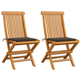 vidaXL Tuinstoelen 2 st met antracietkleurige kussens massief teakhout