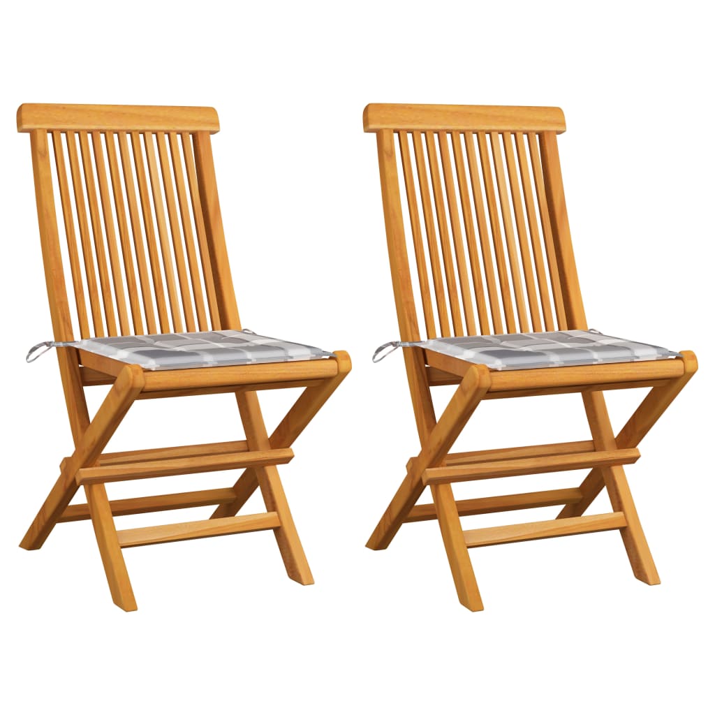 vidaXL Tuinstoelen 2 st met antracietkleurige kussens massief teakhout