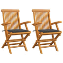 vidaXL Tuinstoelen 2 st avec antracietkleurige kussens massief teakhout
