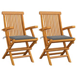 vidaXL Tuinstoelen 2 st avec antracietkleurige kussens massief teakhout