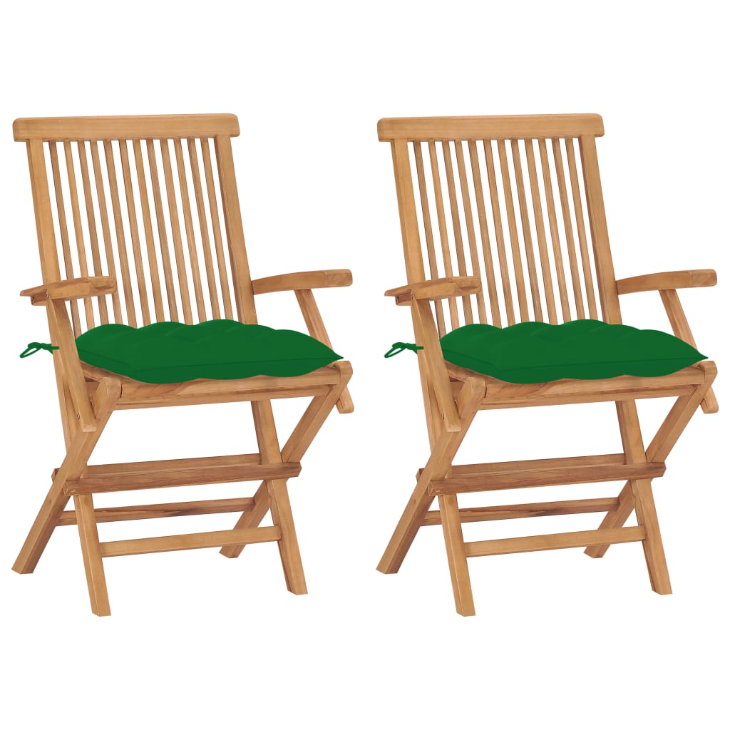 vidaXL Garden Chairs 2 pcs with Anthracite Cushions Solid Teakwood