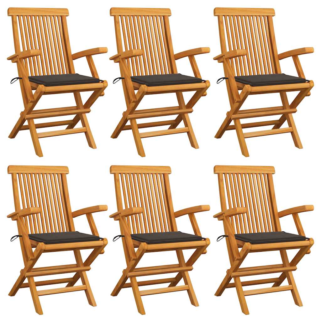 vidaXL Tuinstoelen 2 st avec antracietkleurige kussens massief teakhout