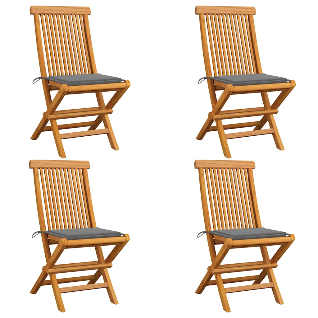 vidaXL Tuinstoelen 2 st met antracietkleurige kussens massief teakhout