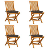 vidaXL Garden Chairs 2 pcs with Anthracite Cushions Solid Teakwood
