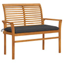 vidaXL Tuinbank met antracietkleurig kussen 112 cm massief teakhout