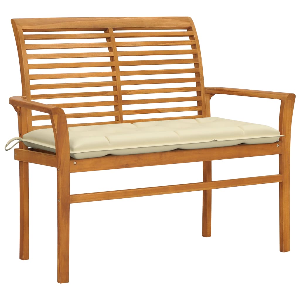 vidaXL Tuinbank met antracietkleurig kussen 112 cm massief teakhout