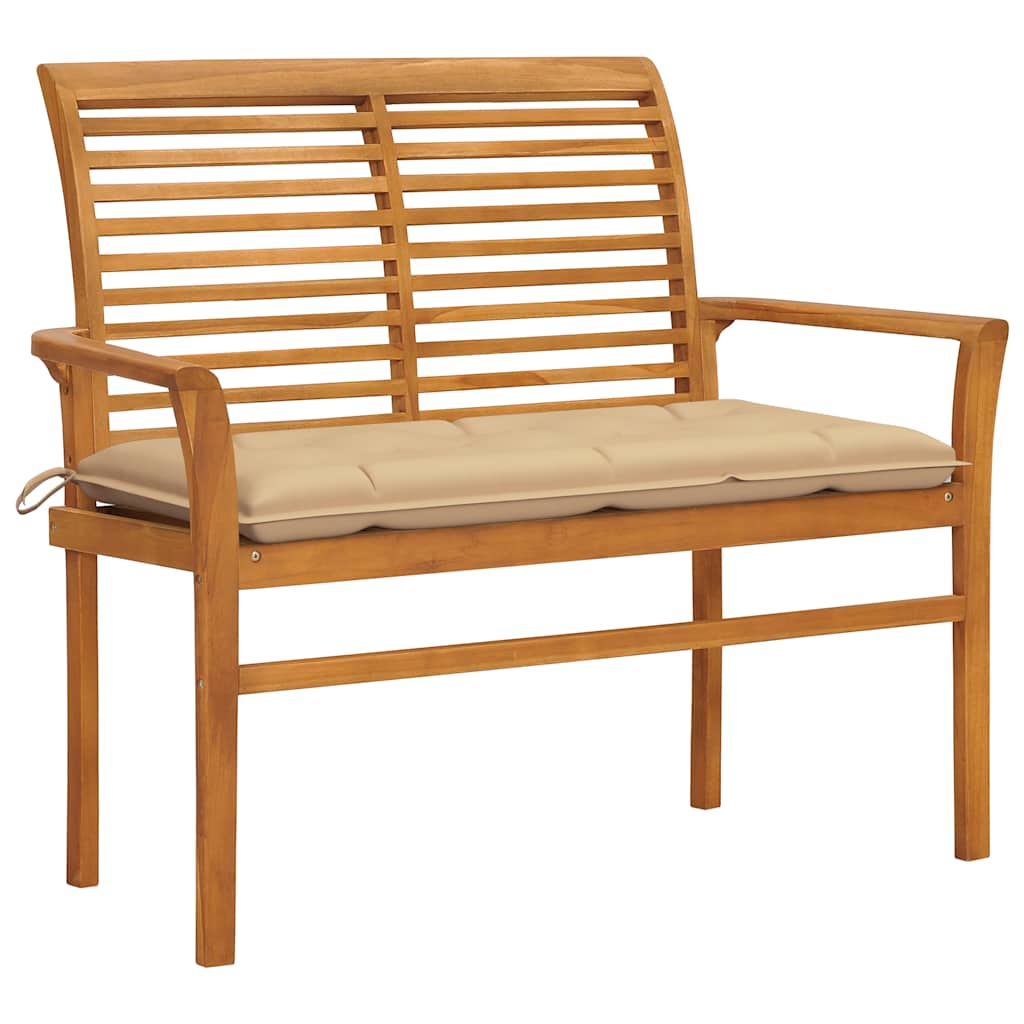vidaXL Tuinbank met antracietkleurig kussen 112 cm massief teakhout