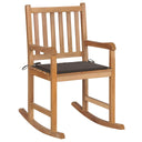 vidaXL Rocking Chair with Anthracite Cushion Solid Teak Wood