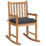 vidaXL Rocking Chair with Anthracite Cushion Solid Teakwood