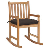vidaXL Rocking Chair with Anthracite Cushion Solid Teakwood