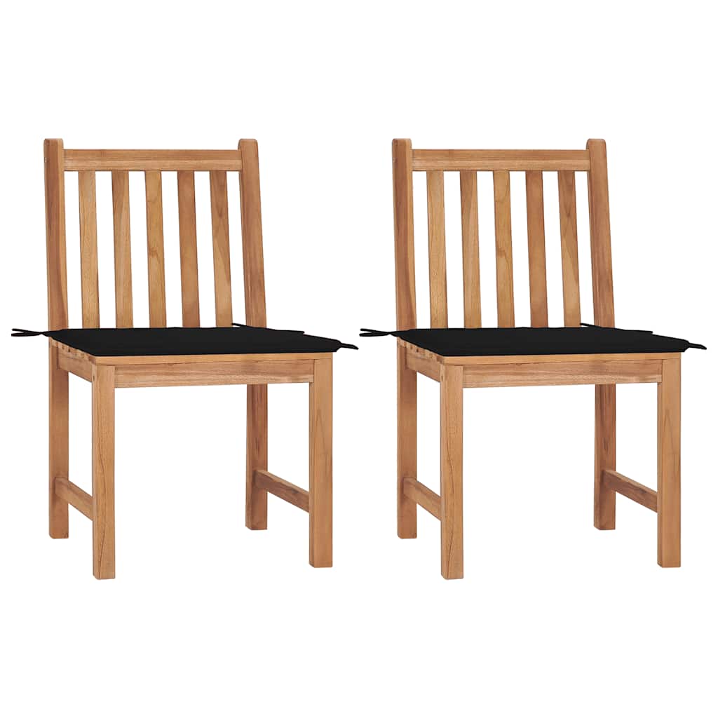vidaXL Garden chairs 2 pcs with cushions solid teak wood