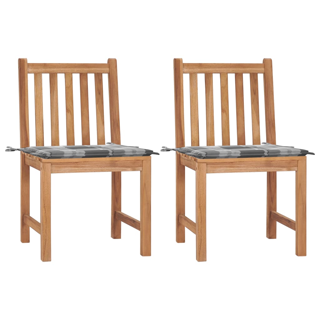 vidaXL Garden chairs 2 pcs with cushions solid teak wood