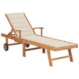 vidaXL Sun Lounger with Anthracite Cushion Solid Teak Wood