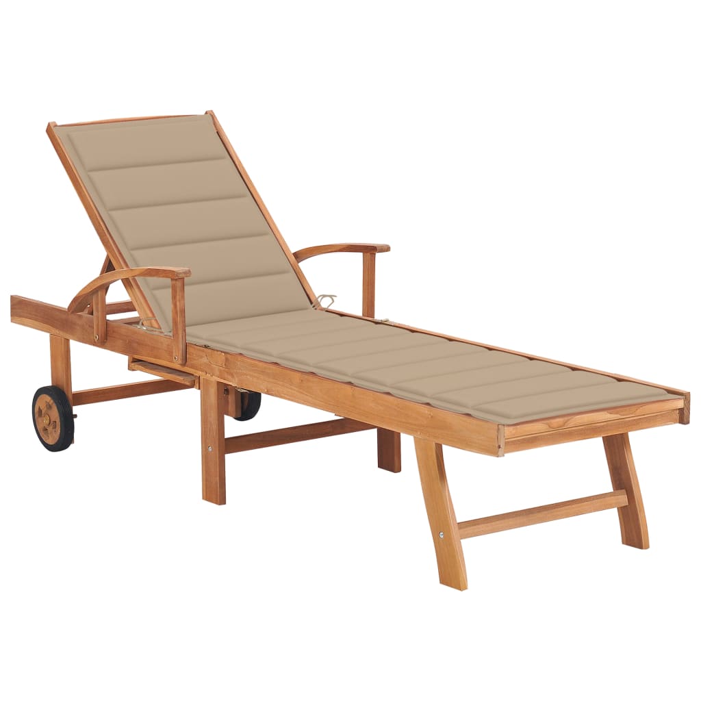 vidaXL Sun Lounger with Anthracite Cushion Solid Teak Wood