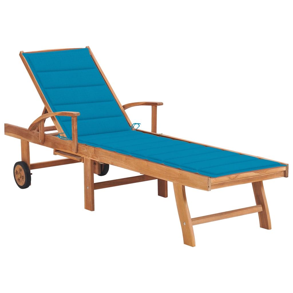 vidaXL Sun Lounger with Anthracite Cushion Solid Teak Wood