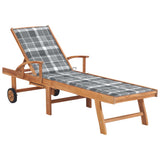 vidaXL Sun Lounger with Anthracite Cushion Solid Teak Wood