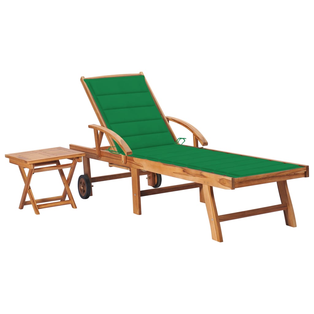 vidaXL Sun Lounger with Anthracite Cushion Solid Teak Wood