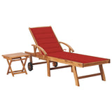 vidaXL Sun Lounger with Anthracite Cushion Solid Teak Wood