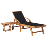 vidaXL Sun Lounger with Anthracite Cushion Solid Teak Wood